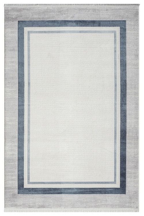 Seyran Halı Zen 7001 Mavi Akrilik Bambu İplik Yüksek Kaliteli Çerçeveli Modern Halı