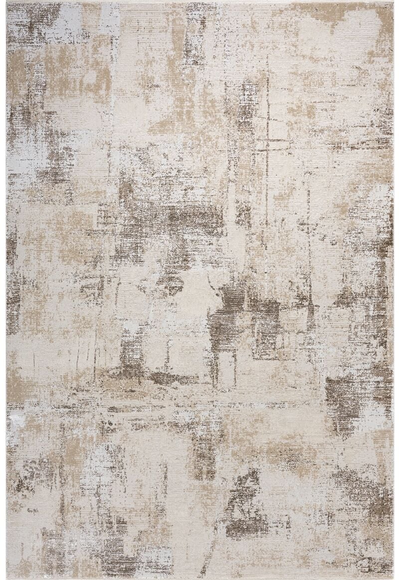 Elexus Halı Woolly 4125 Krem Akrilik Viskon Yumuşak Dokulu Modern Halı