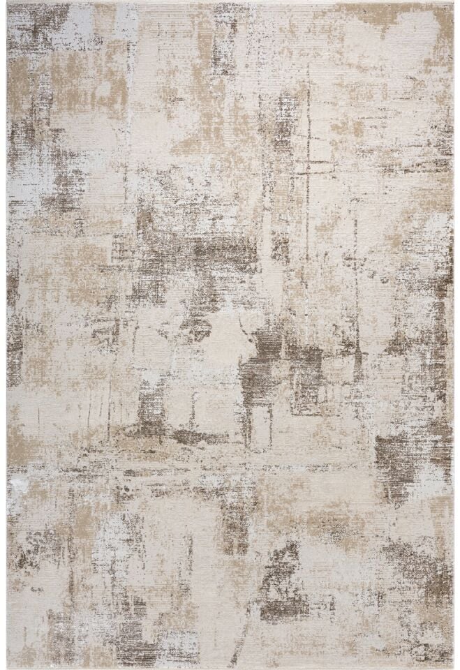 Elexus Halı Woolly 4125 Krem Akrilik Viskon Yumuşak Dokulu Modern Halı