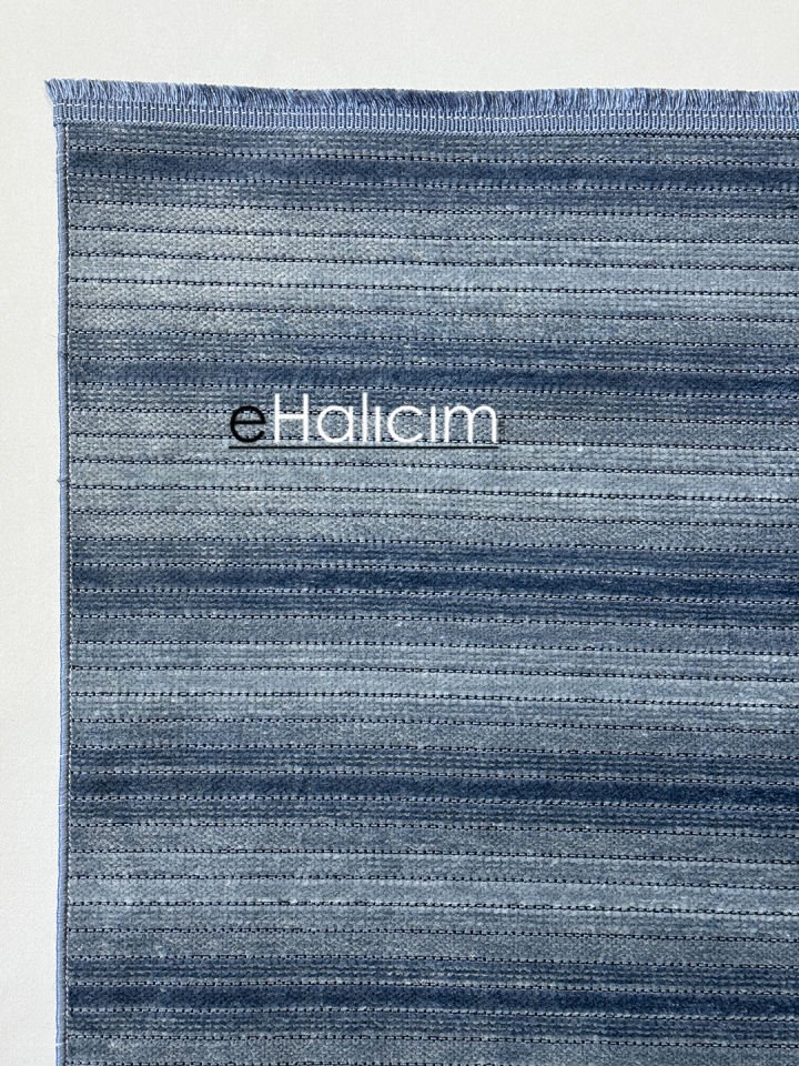 Luxess Halı Cool 402 Mavi Pamuk Şönil Polyester Modern Yumuşak Dokulu Kilim