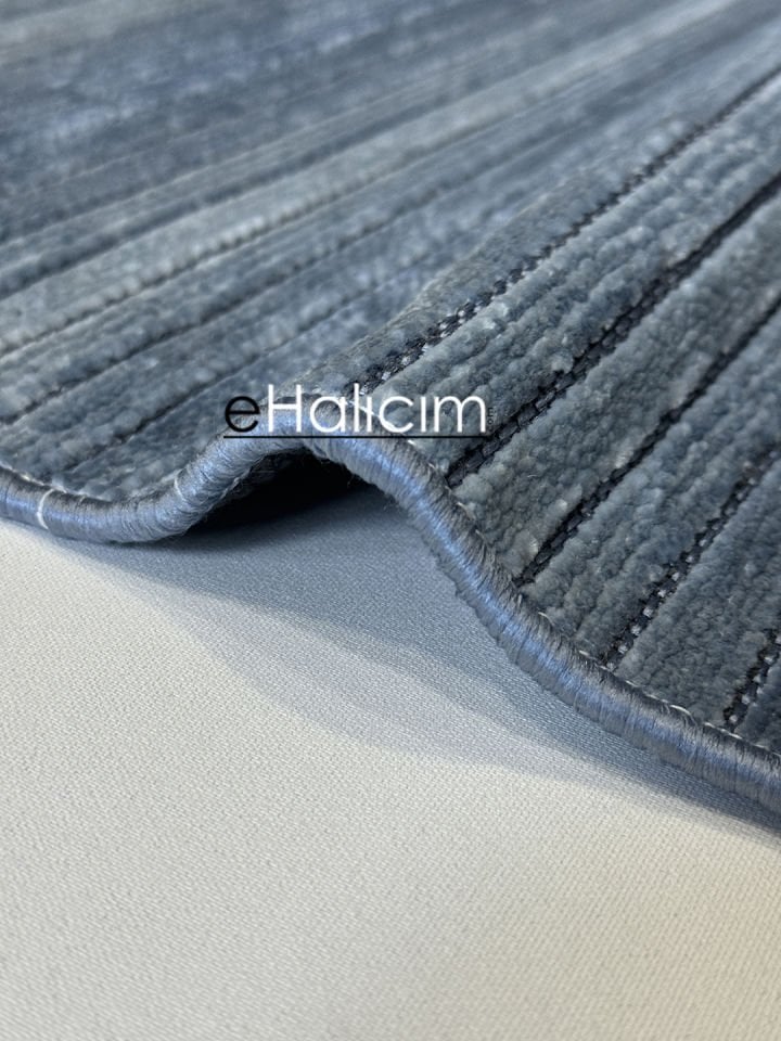 Luxess Halı Cool 402 Mavi Pamuk Şönil Polyester Modern Yumuşak Dokulu Kilim