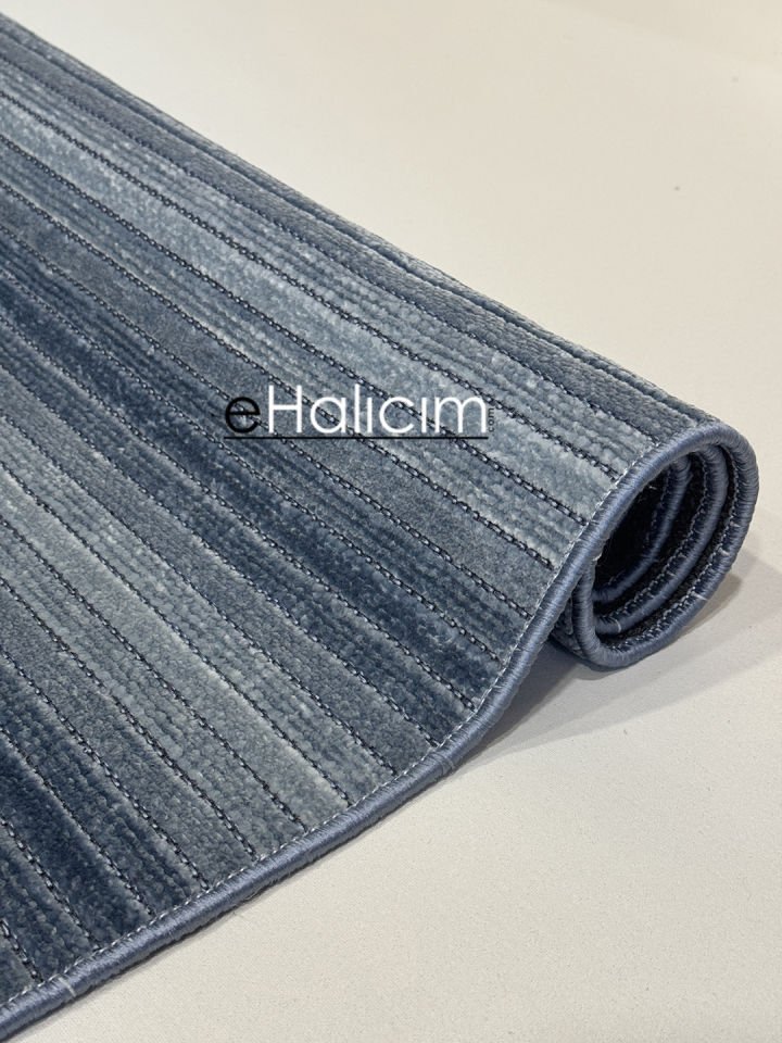 Luxess Halı Cool 402 Mavi Pamuk Şönil Polyester Modern Yumuşak Dokulu Kilim