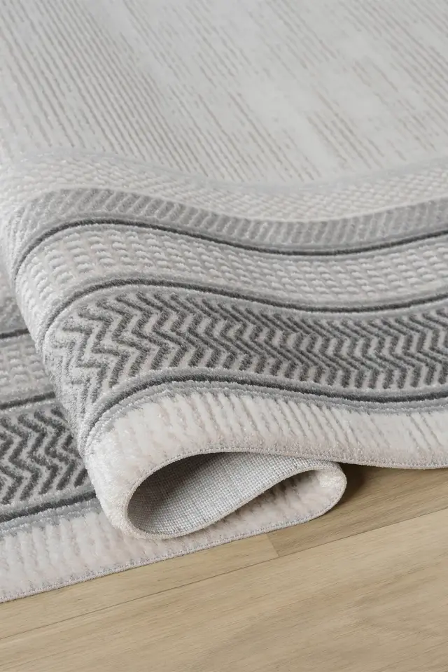 Seyran Halı Zen 7002 Antrasit Akrilik Bambu İplik Yüksek Kaliteli Çerçeveli Modern Halı