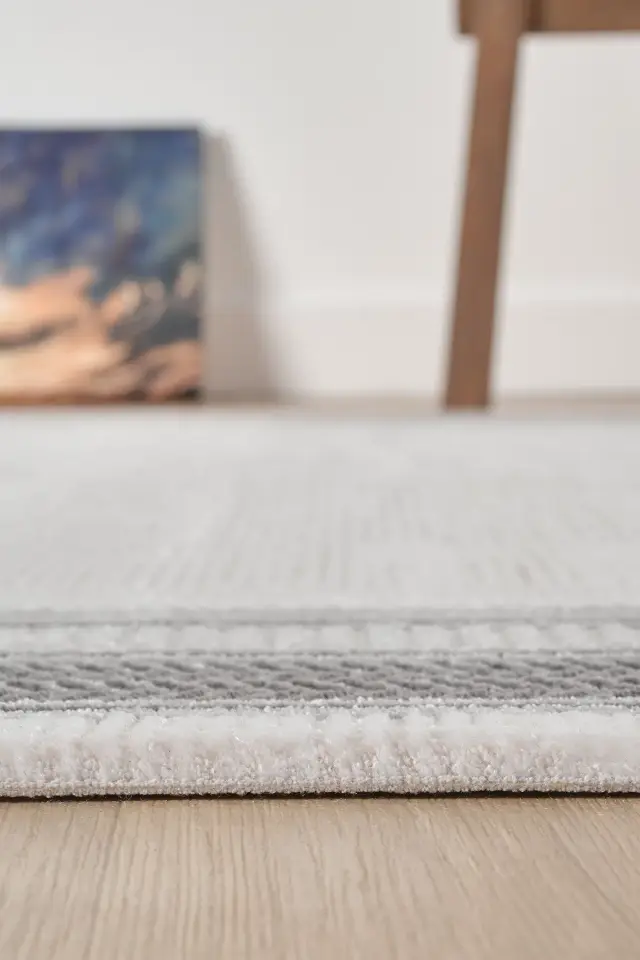 Seyran Halı Zen 7002 Antrasit Akrilik Bambu İplik Yüksek Kaliteli Çerçeveli Modern Halı