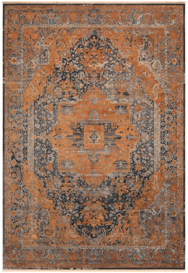 Elexus Halı Diamond 3774 Turuncu Akrilik Viskon Pamuk Taban Eskitme Desenli Şık Halı