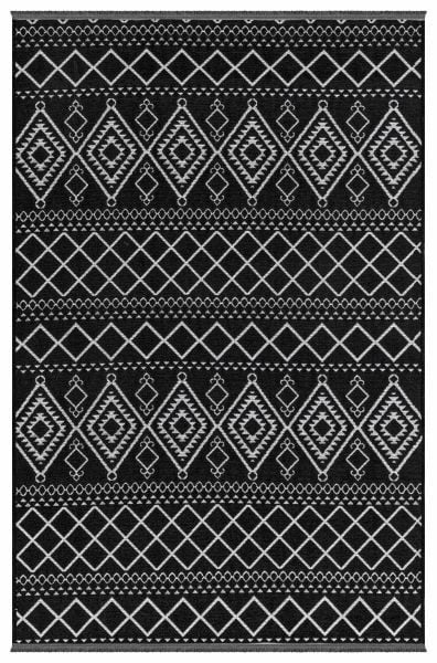 Luxess Halı Cool 405 Siyah Pamuk Şönil Polyester Modern Yumuşak Dokulu Kilim