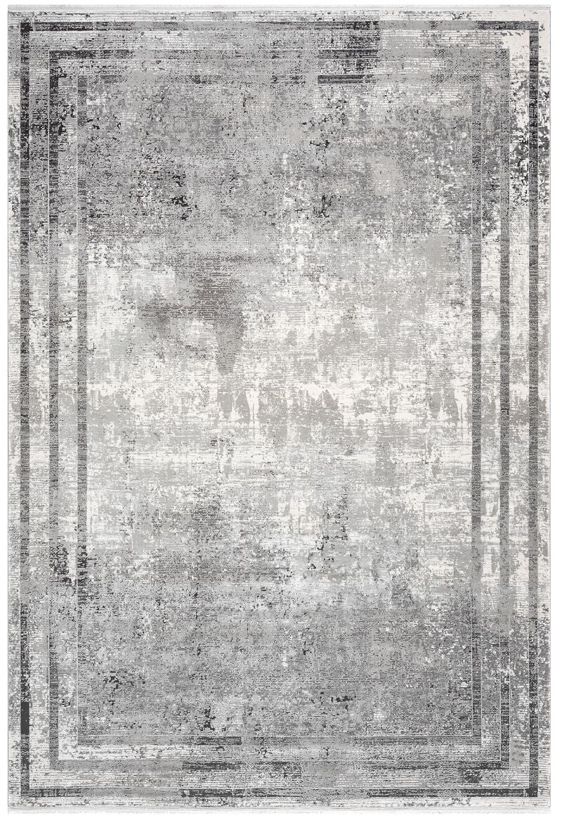 Elexus Halı Valesco 3941 Gri Akrilik Viskon Yüksek Kaliteli ve Şık Modern Salon Halısı