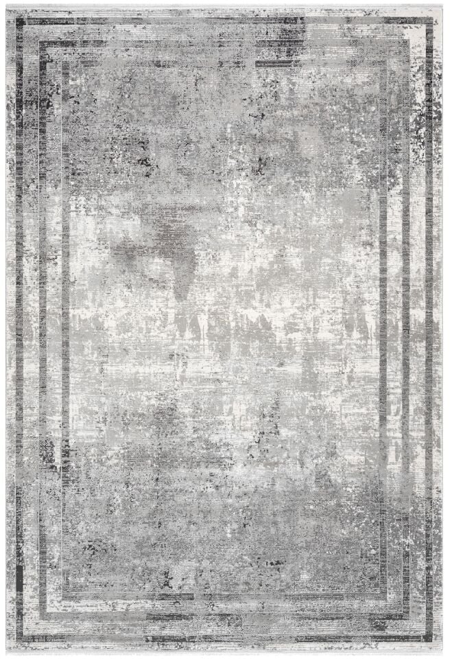 Elexus Halı Valesco 3941 Gri Akrilik Viskon Yüksek Kaliteli ve Şık Modern Salon Halısı