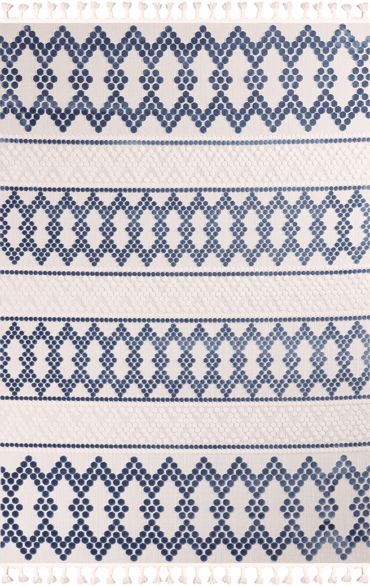 Nexus Halı Gumin 4817 Mavi Polyester Sisal İplik Saçaklı Halı