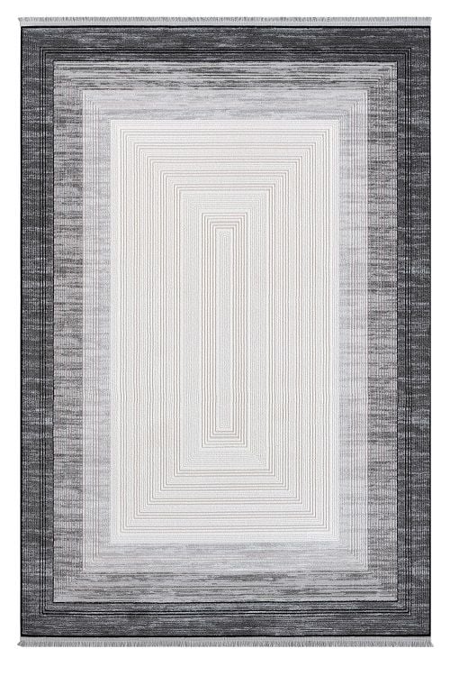 Seyran Halı Zen 7004 Gri Akrilik Bambu İplik Yüksek Kaliteli Çerçeveli Modern Halı