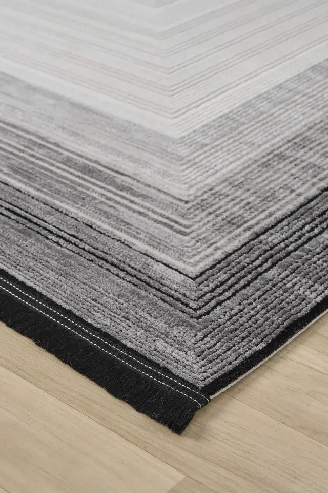 Seyran Halı Zen 7004 Gri Akrilik Bambu İplik Yüksek Kaliteli Çerçeveli Modern Halı