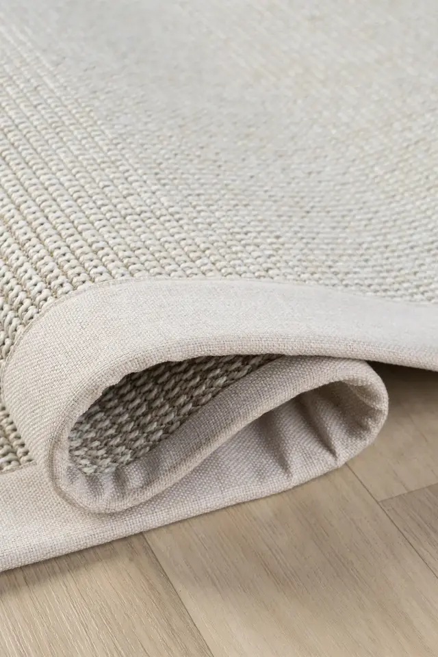 Seyran Halı Bombay 664 Krem Krem Bordürlü Kolay Temizlenen Hav Toz Vermez Sisal Yolluk