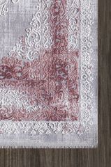 Artemis Halı Dior 5860C Vişne Gri Akrilik Çerçeveli Klasik Oturma Odası ve Salon Halısı