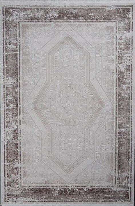 Gümüşsuyu Halı Viera 15598 Gri Akrilik Çerçeveli Klasik Şık Saçaklı Yumuşak Dokulu Halı