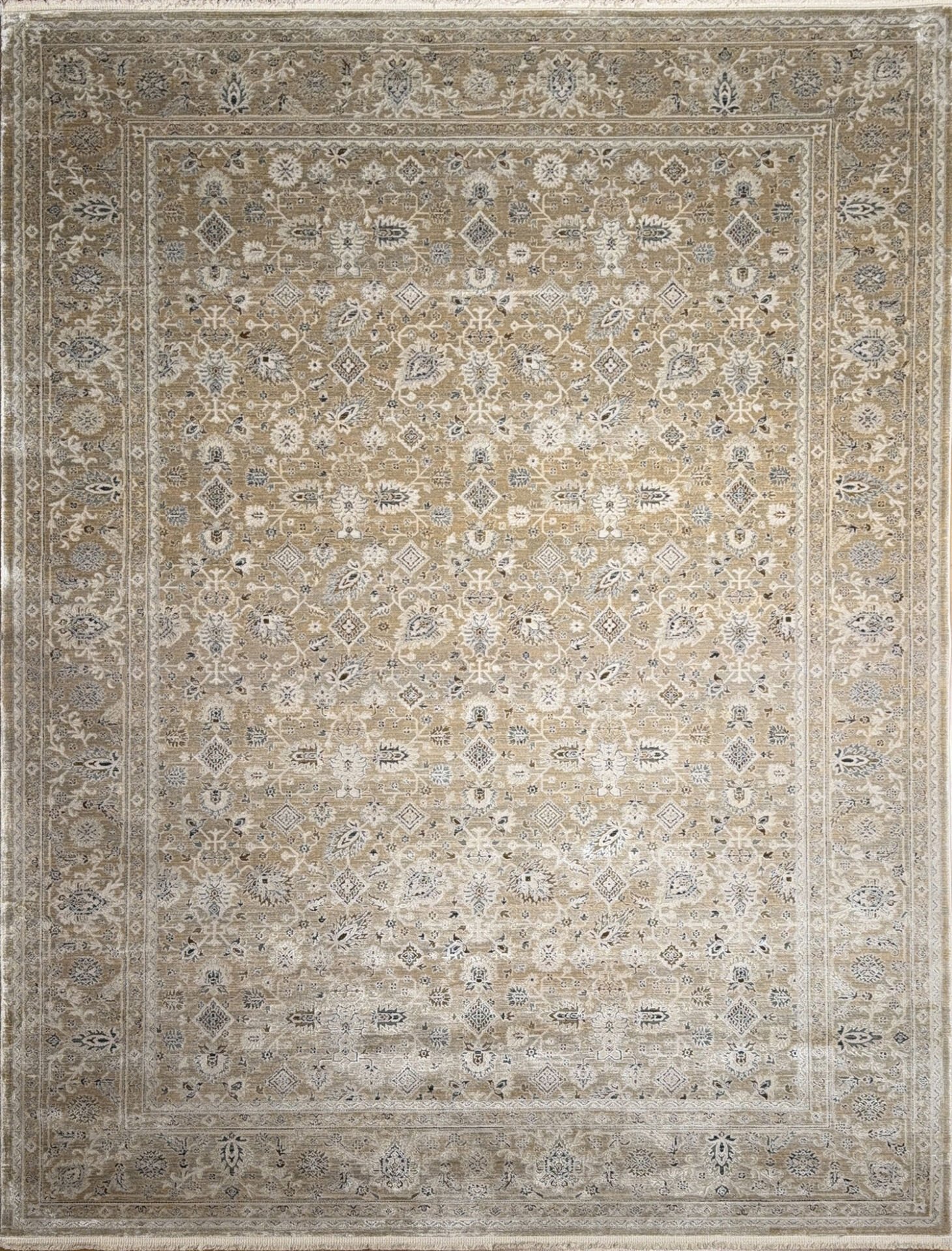 Elexus Halı Diamond 3826 Açık Bej Akrilik Viskon Pamuk Taban Eskitme Desenli Şık Halı