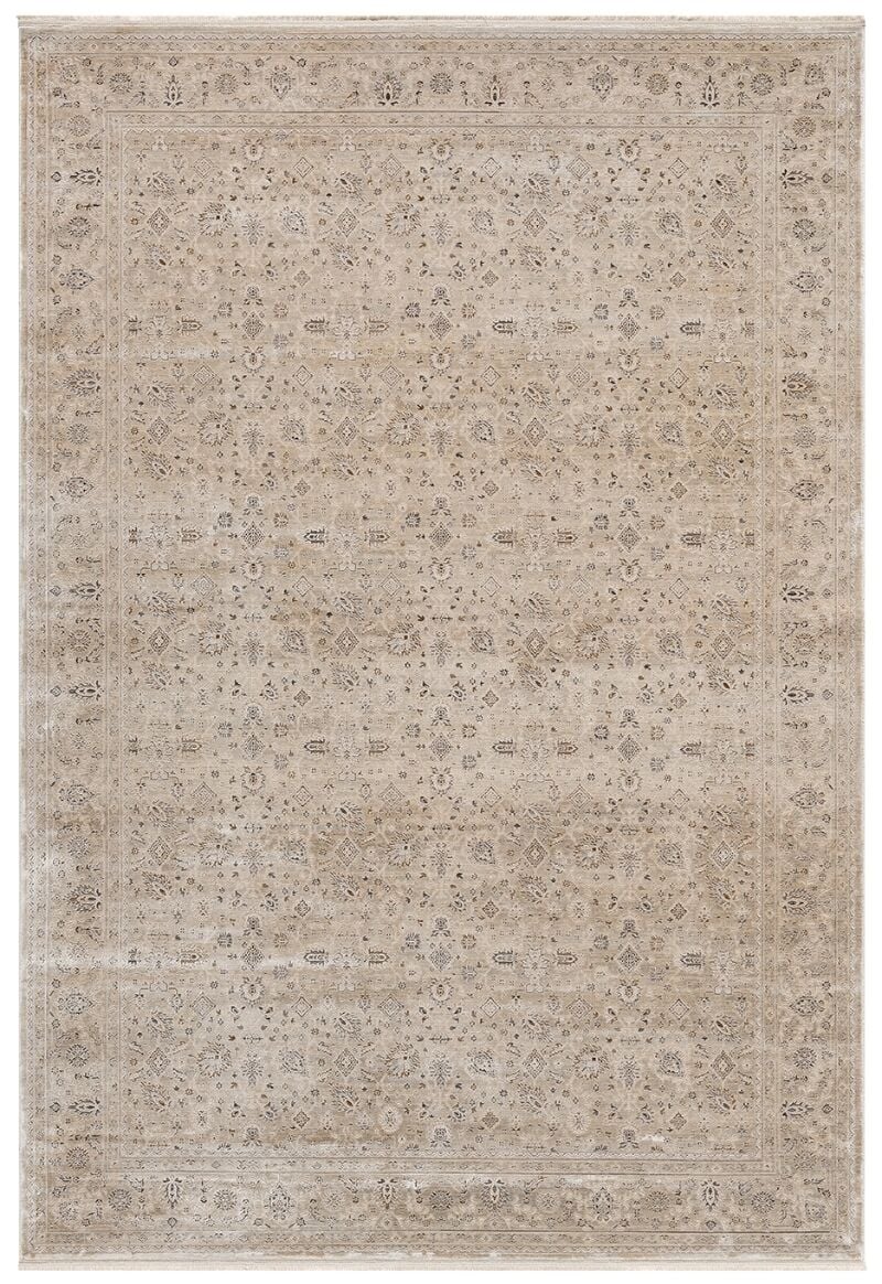 Elexus Halı Diamond 3826 Açık Bej Akrilik Viskon Pamuk Taban Eskitme Desenli Şık Halı