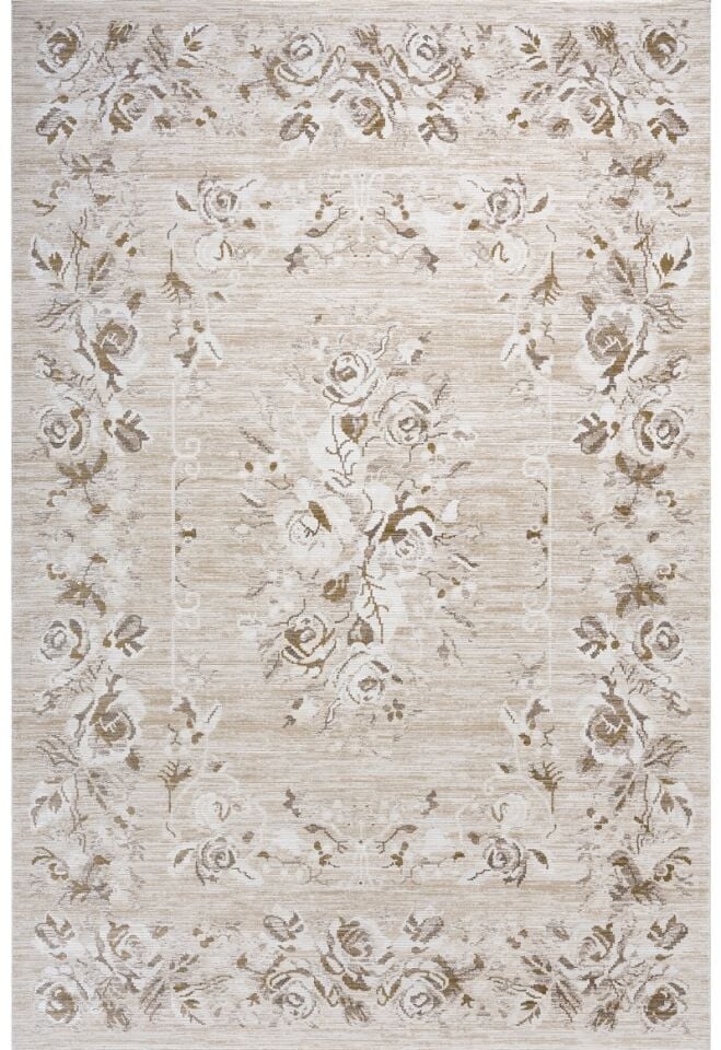 Elexus Halı Woolly 4124 Krem Akrilik Viskon Yumuşak Dokulu Modern Halı