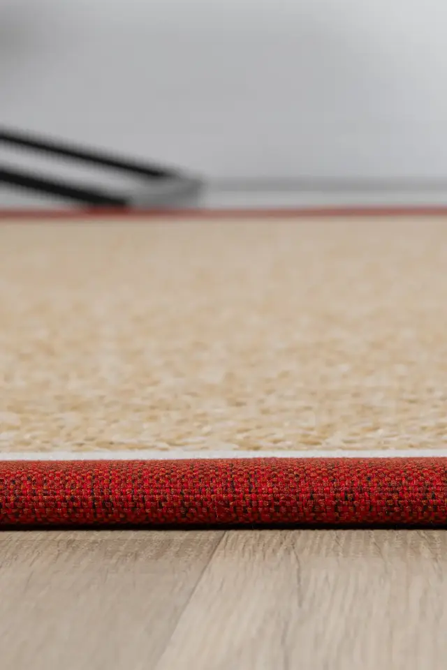 Seyran Halı Bombay 665 Bej Bordo Krem Bordürlü Kolay Temizlenen Hav Toz Vermez Sisal Yolluk