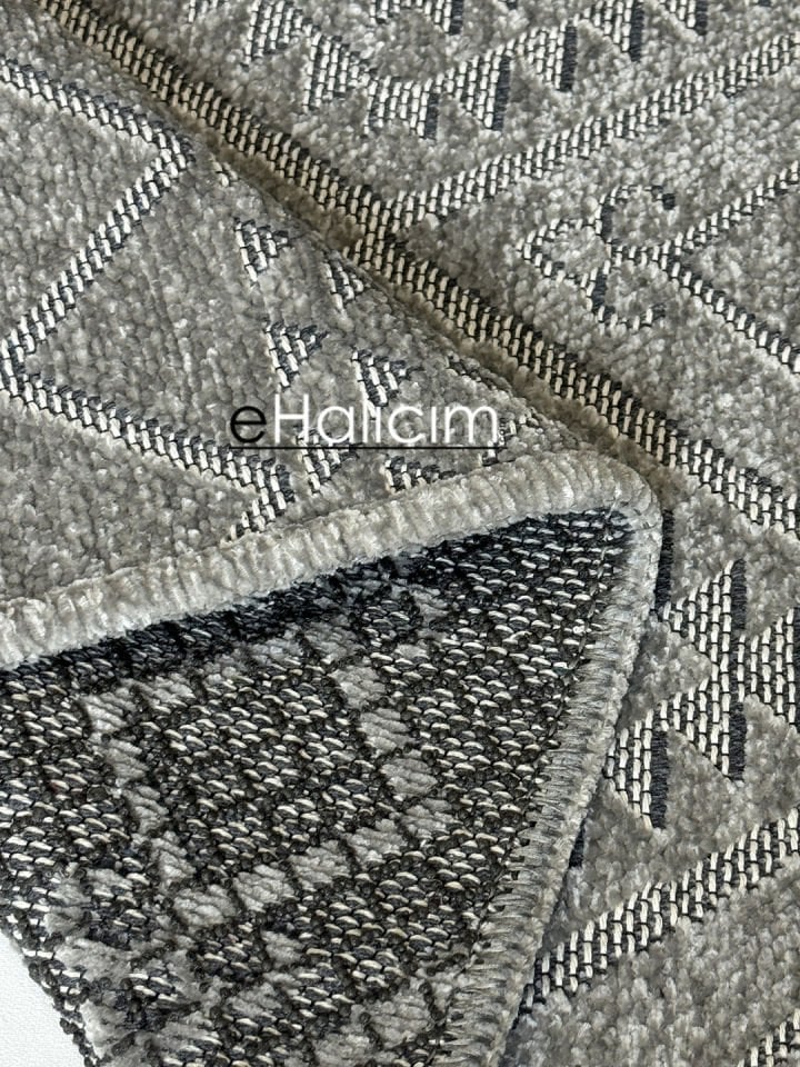 Luxess Halı Cool 405 Gri Pamuk Şönil Polyester Modern Yumuşak Dokulu Kilim