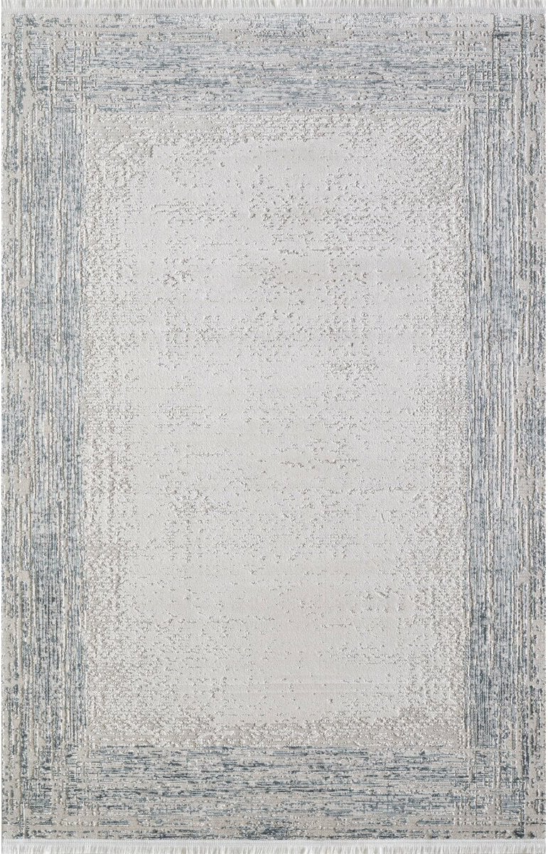 Gümüşsuyu Halı Legro 11561  Turkuaz Akrilik Modern Çerçeveli Saçaklı Dokuma Taban Halı