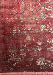 Elexus Halı Diamond 3827 Kırmızı Akrilik Viskon Pamuk Taban Eskitme Desenli Şık Halı