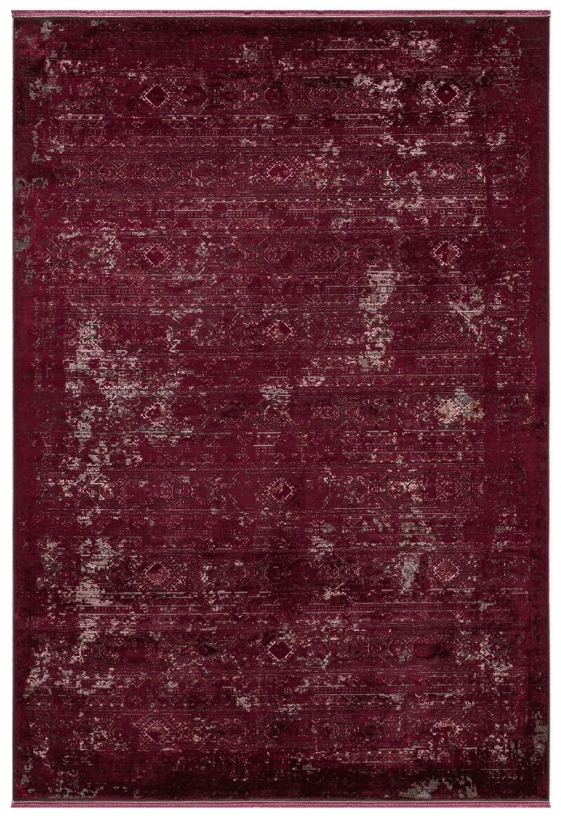 Elexus Halı Diamond 3827 Kırmızı Akrilik Viskon Pamuk Taban Eskitme Desenli Şık Halı