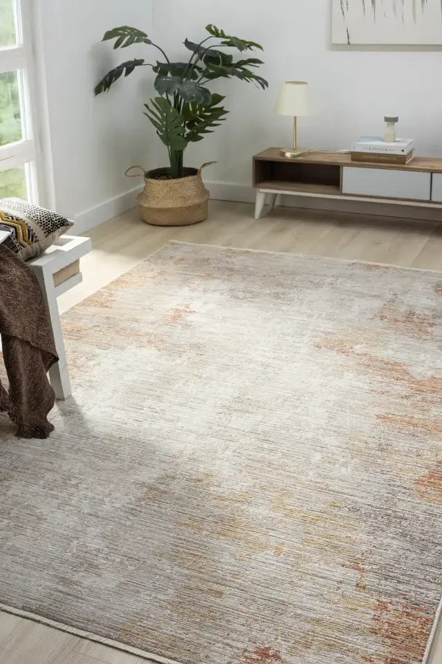 Seyran Halı Peru 10206 Terra Polyester Modern Yumuşak Doku Yüksek Kaliteli Yolluk