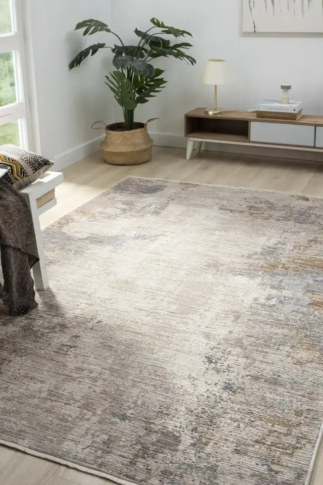 Seyran Halı Peru 10206 Mavi Polyester Modern Yumuşak Doku Yüksek Kaliteli Yolluk