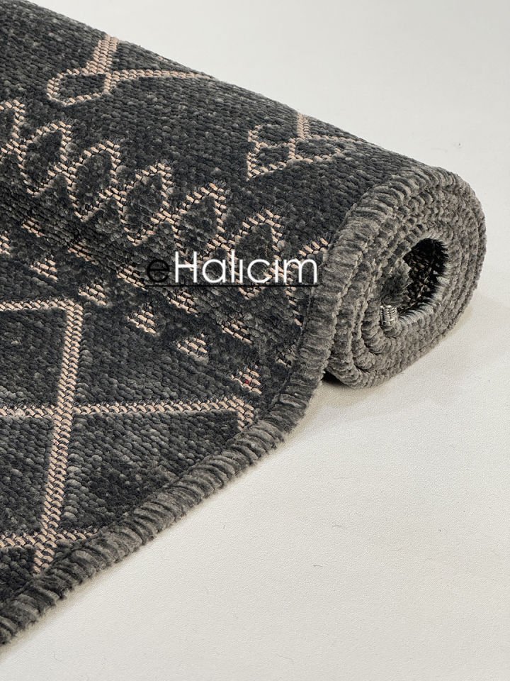 Luxess Halı Cool 405 Antrasit Pamuk Şönil Polyester Modern Yumuşak Dokulu Kilim