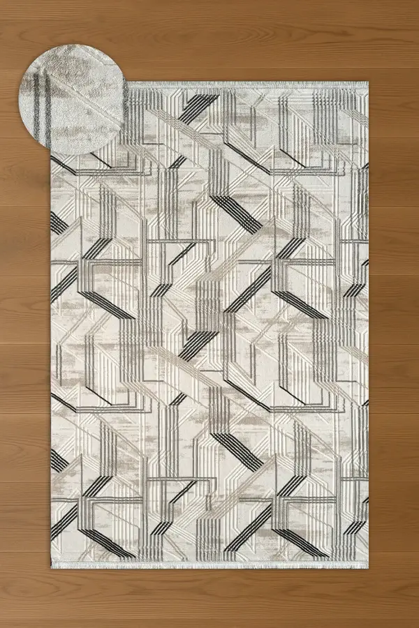 Atlas Halı Estefan EU06A Bej Gri Akrilik Premium Modern Salon ve Oturma Odası Halısı