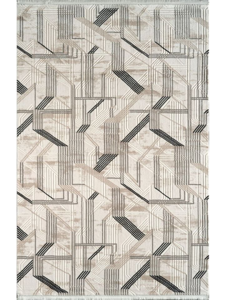 Atlas Halı Estefan EU06A Bej Gri Akrilik Premium Modern Salon ve Oturma Odası Halısı