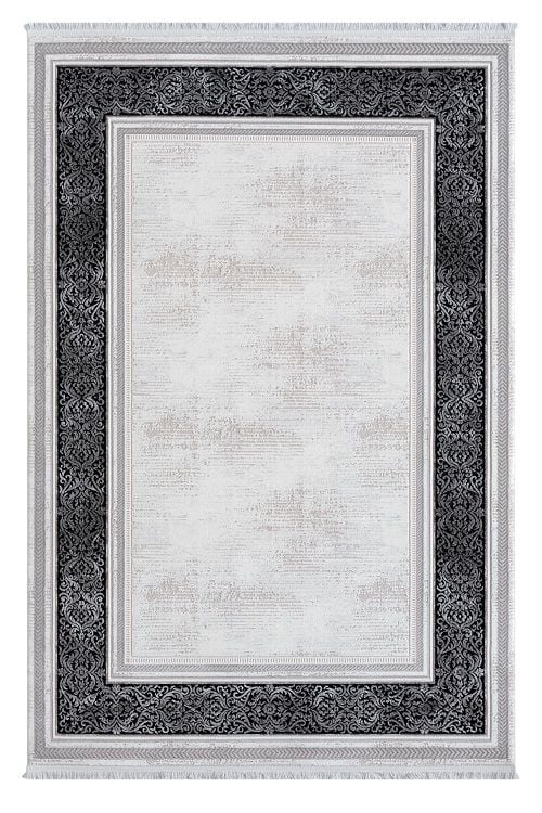 Seyran Halı Zen 7006 Antrasit Akrilik Bambu İplik Yüksek Kaliteli Çerçeveli Modern Halı