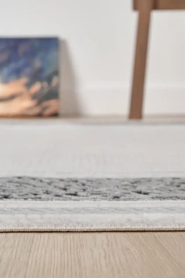 Seyran Halı Zen 7006 Antrasit Akrilik Bambu İplik Yüksek Kaliteli Çerçeveli Modern Halı