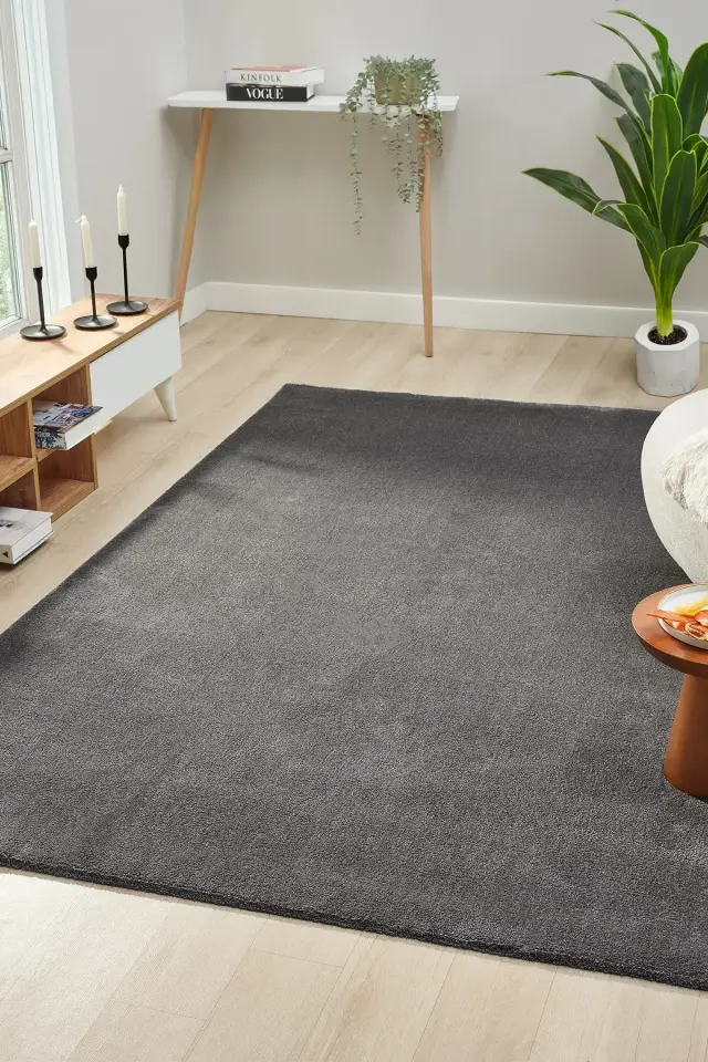Seyran Halı Bali 4500 Antrasit Yumuşak Dokulu Modern Yolluk