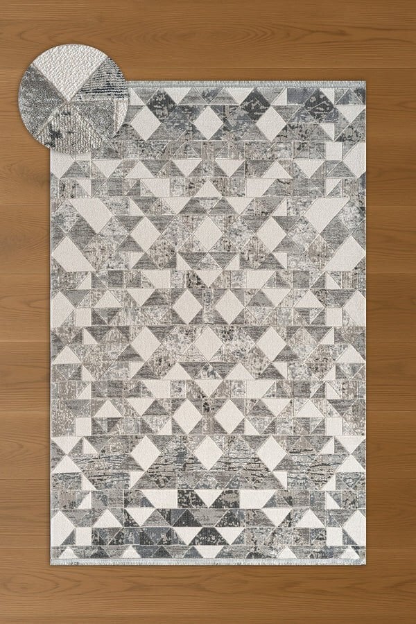 Atlas Halı Estefan EU07A Gri Bej Akrilik Premium Modern Salon ve Oturma Odası Halısı