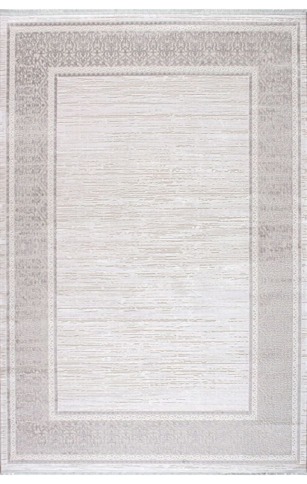 Artemis Halı Mina 3026B Gri Kemik Akrilik Viskon Çerçeveli Şık Oturma Odası ve Salon Halısı