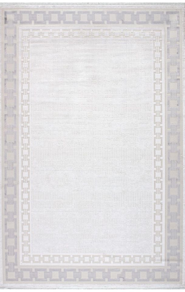 Artemis Halı Alegra 3022C Gri Kemik Viskon Akrilik Çerçeveli Yumuşak Dokulu Modern Şık Halı