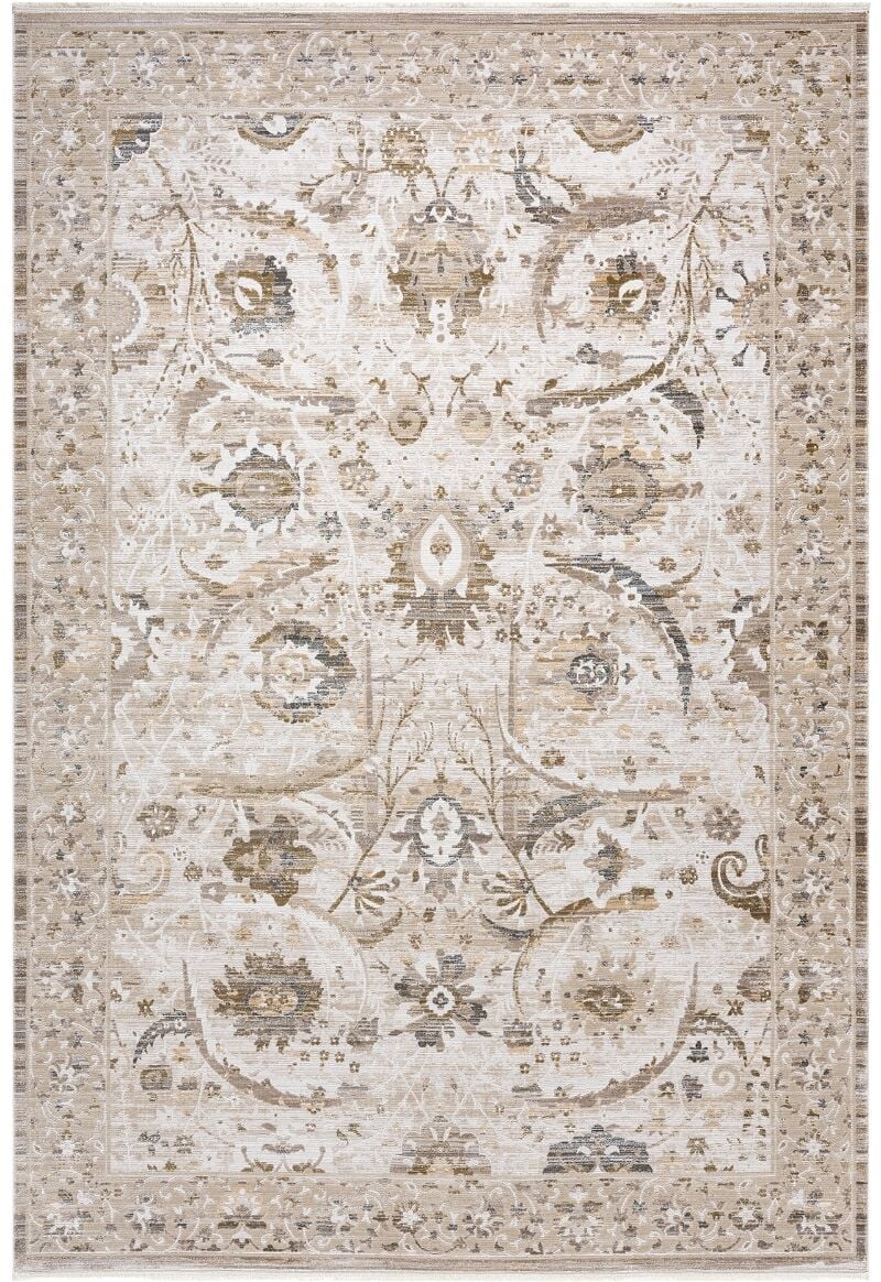 Elexus Halı Woolly 4132 Krem Akrilik Viskon Yumuşak Dokulu Modern Halı